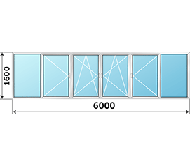 Холодное окно на балкон раздвижное ALUTECH 6000x1600