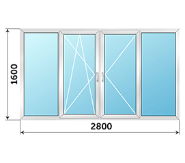 Холодное окно на лоджию раздвижное ALUTECH 2800x1600